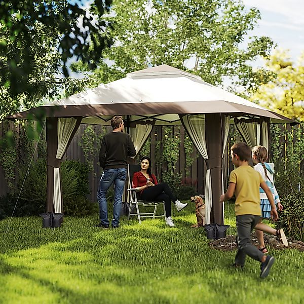 Outsunny Pavillon 4x4m Wasserdicht Höhenverstellbar Pop-up Faltpavillon mit günstig online kaufen