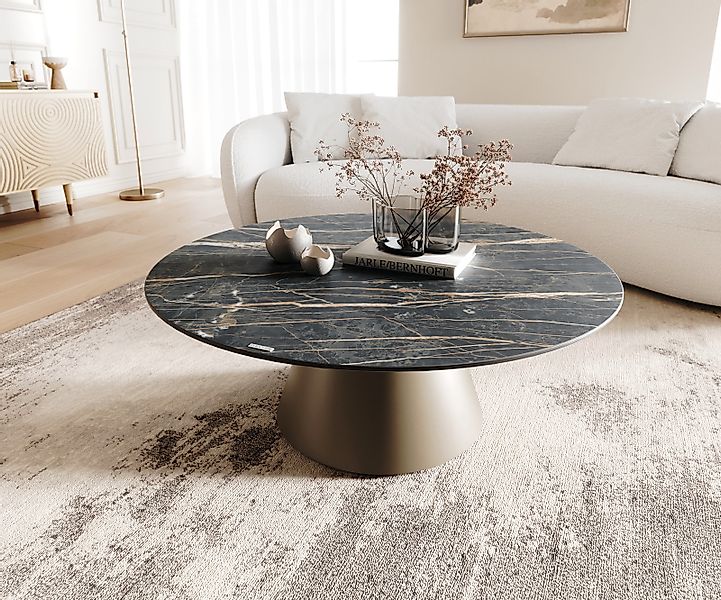 DELIFE Couchtisch Borna, Keramik Laminam®Noir Desir Braun 100x100 cm Gestel günstig online kaufen