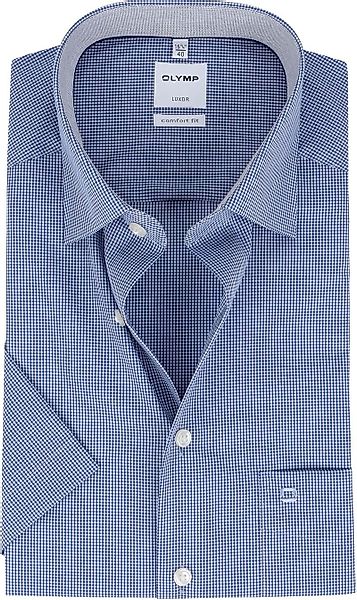 OLYMP Hemd  Luxor Kurzarm Karo Royal Blau - Größe 46 günstig online kaufen