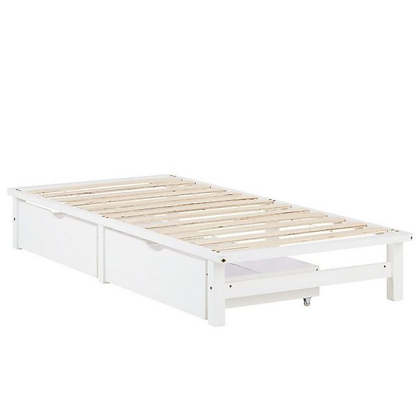 Homestyle4u Holzbett 90x200 / 100x200 / 140x200 Weiß Natur Grau Palettenbet günstig online kaufen