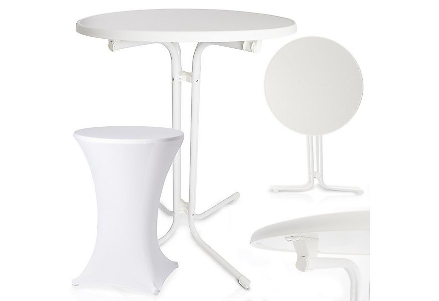 Onbest Stehtisch mit Tischhusse Ø 80 cm klappbar, 2,5 cm Holzplatte, 60 kg günstig online kaufen