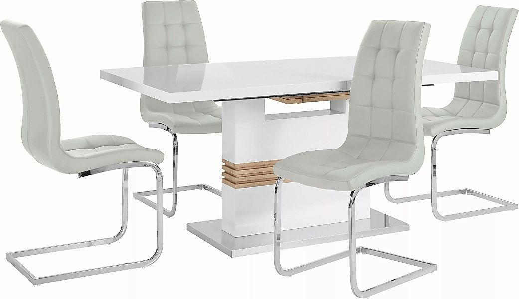 INOSIGN Essgruppe "Perez/Lola", (Set, 5 tlg.), mit 4 Stühlen, Tisch auszieh günstig online kaufen