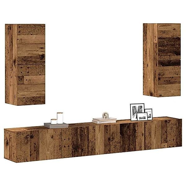 vidaXL Schrankmodule 4-tlg. TV-Schrank-Set Wandmontage Altholz-Optik Holzwe günstig online kaufen