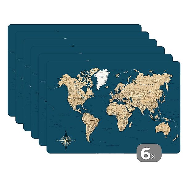 MuchoWow Platzset Weltkarte - Dunkelblau - günstig online kaufen