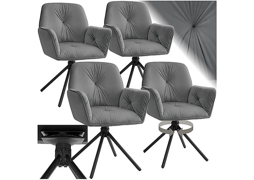 tectake Esszimmerstuhl Drehbarer Armlehnstuhl Daya, in Samtoptik, gepolster günstig online kaufen