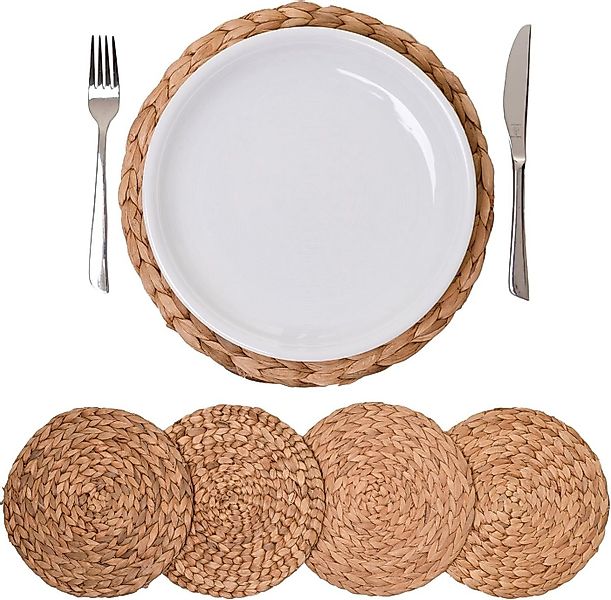VIVANNO Platzset Wasserhyazinthe ILANA Rund - Natur Geflochten, (Set, 4-St) günstig online kaufen