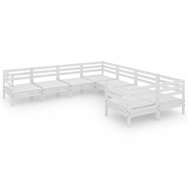 vidaXL 8-tlg Garten-Lounge-Set Massivholz Kiefer Weiß Modell 17 günstig online kaufen