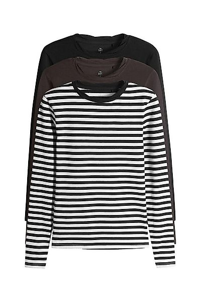 The Set Langarmshirt The Set Gerippte Langarmshirts, 3er-Pack (3-tlg) günstig online kaufen