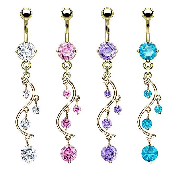 Taffstyle Bauchnabelpiercing Piercing Chirurgenstahl Vergoldet Kristall günstig online kaufen