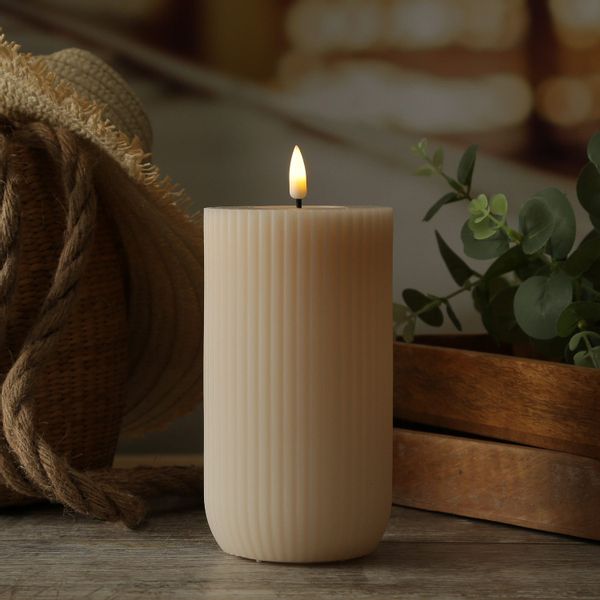 Deluxe Homeart LED-Kerze Mia gerillt Echtwachs günstig online kaufen