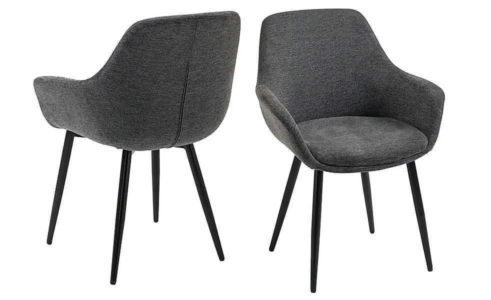 Armlehnstuhl 2er-Set   ¦ grau ¦ Maße (cm): B: 64 H: 86 Stühle > Polsterstüh günstig online kaufen