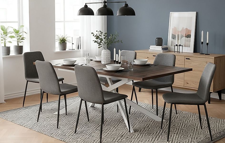 B&D home Esstisch LARS, Metallgestell schwarz oder weiß, ausziehbar 120-160 günstig online kaufen