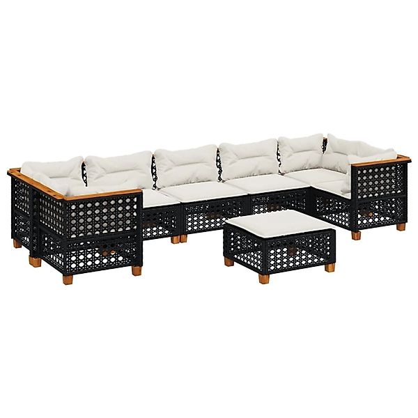 vidaXL 8-Tlg Garten-Sofagarnitur mit Kissen Schwarz Poly Rattan 3261764 günstig online kaufen