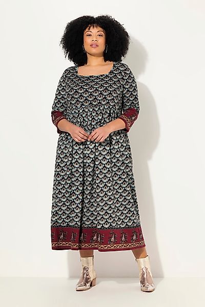 Ulla Popken Maxikleid Jerseykleid A-Linie Carree-Ausschnitt günstig online kaufen
