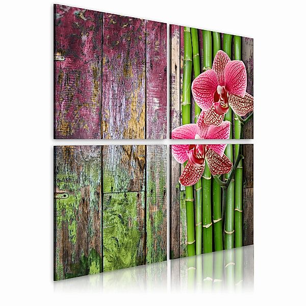 Wandbild - Bambus Und Orchidee günstig online kaufen
