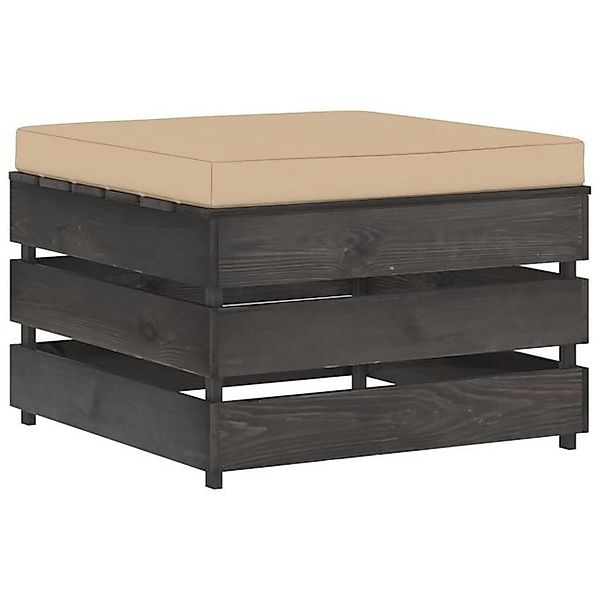 Modulare Ottomane Mit Kissen Grau Imprägniertes Holz günstig online kaufen