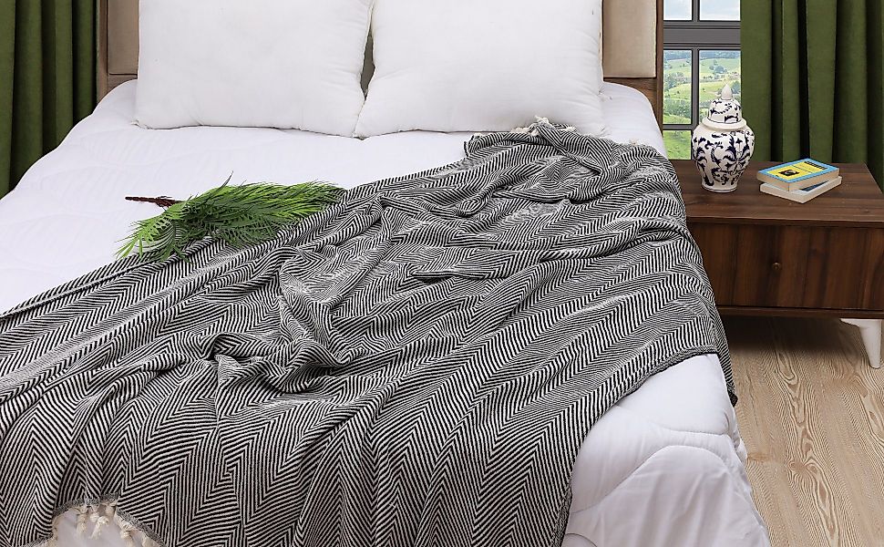 Meri-Home Bettüberwurf Bettüberwurf Bettdecke,Fischgrät Baumwolle,Sofa,Couc günstig online kaufen