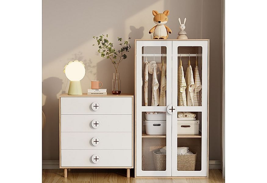 Flieks Kleiderschrank Glas-Tür-Schrank 80x50x150cm mit Kleiderstange & Nach günstig online kaufen