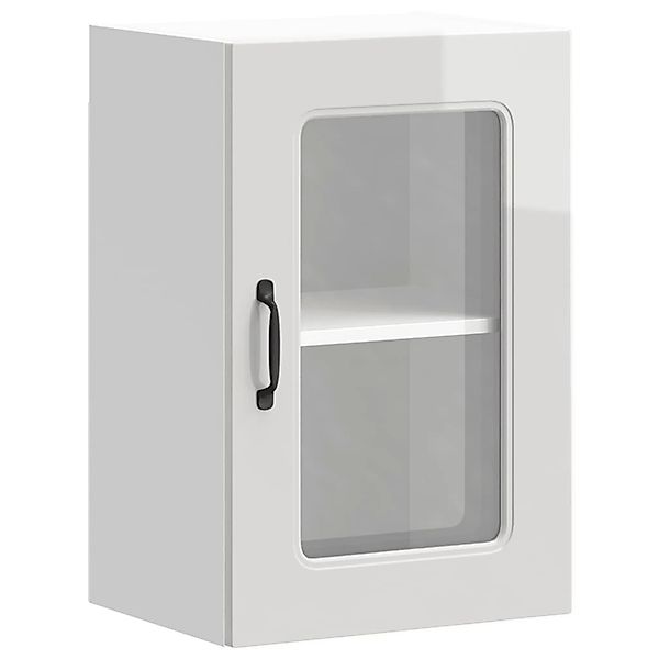 vidaXL Küchen-Hängeschrank mit Glastür Kalmar Hochglanz-Weiß Holzwerkstoff günstig online kaufen