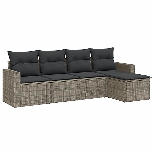 vidaXL 5-Tlg Garten-Sofagarnitur mit Kissen Grau Poly Rattan 3251227 günstig online kaufen