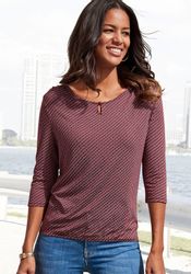 Vivance Rundhalsshirt "mit goldfarbenem Zierknopf am Ausschnitt" 2er-Pack, günstig online kaufen