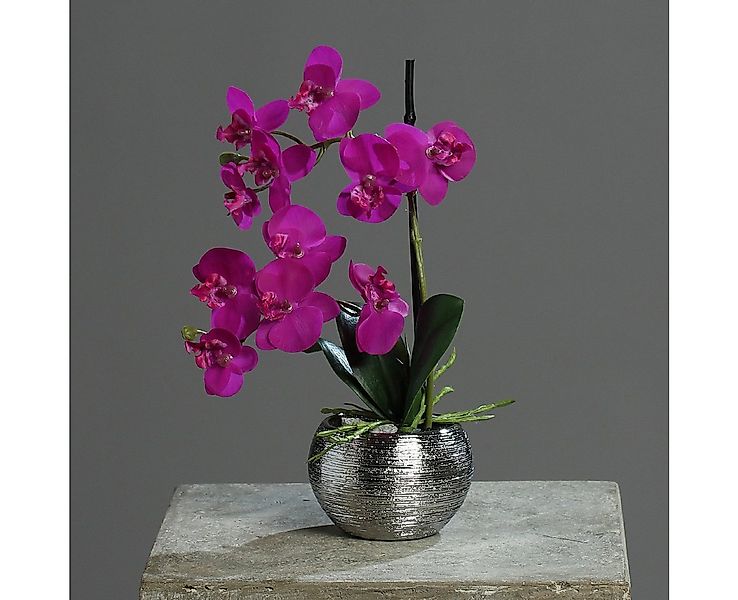 Kunstorchidee 30cm im Keramiktopf, Silber künstliche Orchidee Kunstpflanze günstig online kaufen