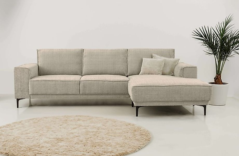 Places of Style Ecksofa »Polsterecke Oland, Struktur, Flachgewebe, Luxus-Mi günstig online kaufen