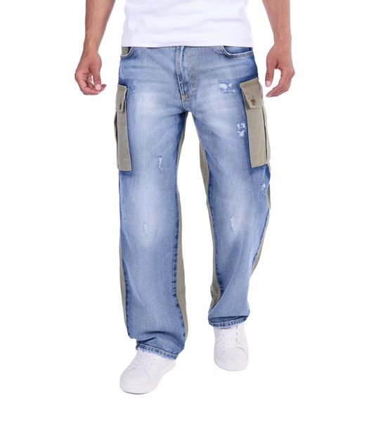 KINGZ Cargohose Baggy Cargohose im Farb-Blocking-Design günstig online kaufen