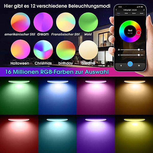 BlingBin LED Deckenleuchte Dimmbar mit Fernbedienung, günstig online kaufen