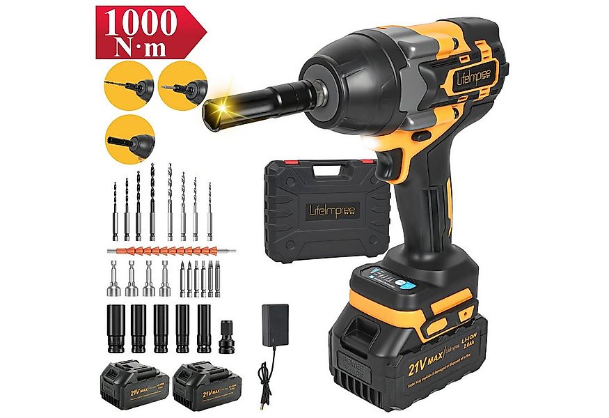 LifeImpree Akku-Schlagschrauber Schlagschrauber 1000Nm(740Ft-lbs), Bürstenl günstig online kaufen