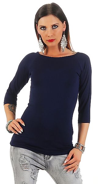 Mellice 3/4-Arm-Shirt Damen Longshirt U-Boot Ausschnitt günstig online kaufen