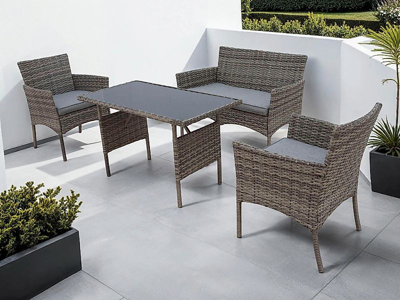 KONIFERA Gartenlounge-Set "Balkonset "Ronda"" Set, 1x2er Sofa, 2 Sessel, Ti günstig online kaufen