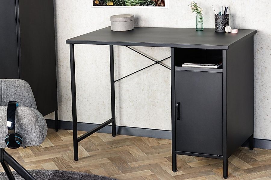 riess-ambiente Schreibtisch DURA STEEL 100cm schwarz · matter Arbeitstisch günstig online kaufen