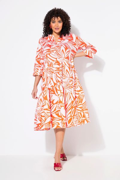 Ulla Popken Midikleid Midikleid Blätter Volants günstig online kaufen