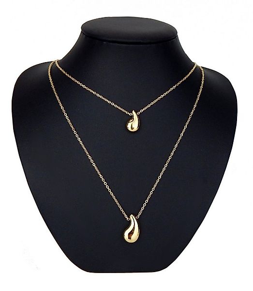 Ella Jonte Edelstahlkette, Zweireihige Layering-Kette mit Tropfen-Anhängern günstig online kaufen