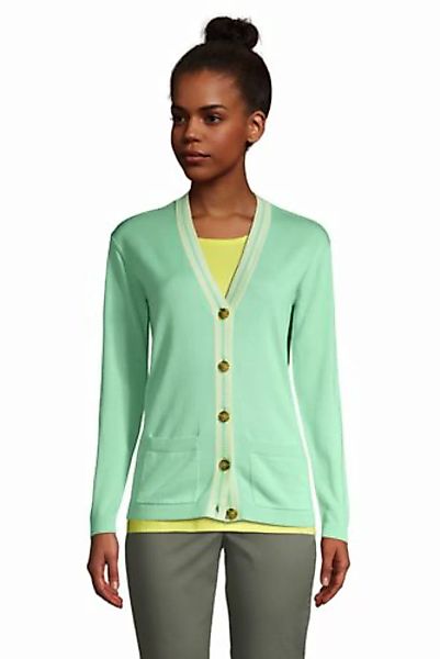 Feinstrick-Cardigan mit V-Ausschnitt, Damen, Größe: 48-50 Normal, Grün, Bau günstig online kaufen
