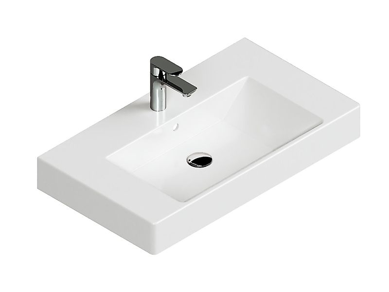 Aqua Bagno Waschbecken 80cm weiß eckig günstig online kaufen