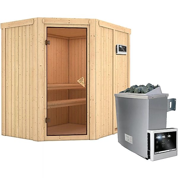 Karibu Sauna-Set Cleo inkl. Edelstahl-Ofen 9 kW mit ext. Steuerung günstig online kaufen