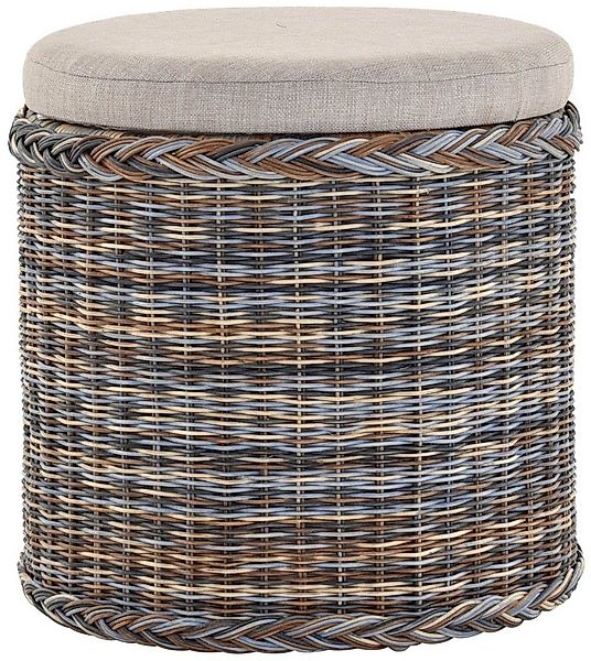 Krines Home Wäschekorb Rattan Sitzhocker mit Stauraum Rund Badhocker Sitz g günstig online kaufen