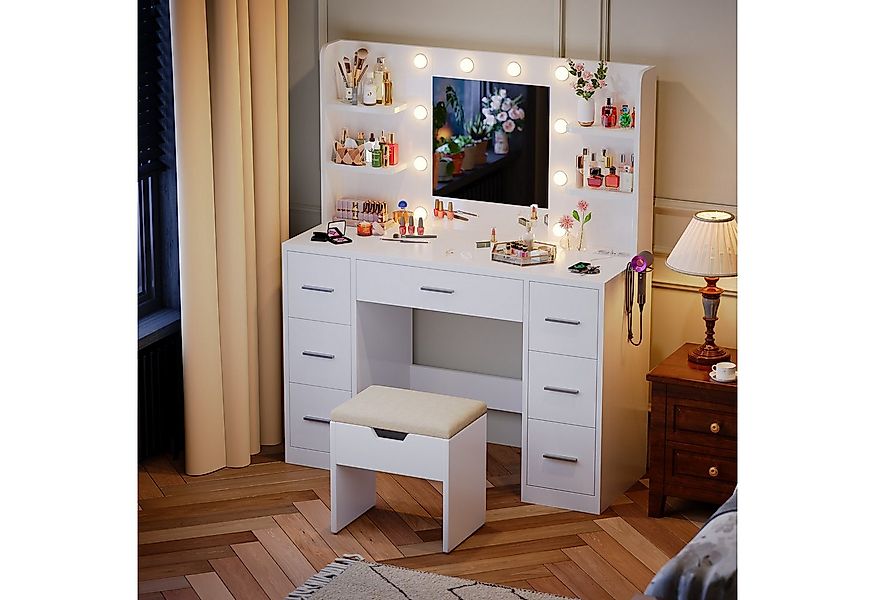 HOMALL Schminktisch Mit dreifarbiger LED-Beleuchtung, mit Spiegel, optional günstig online kaufen