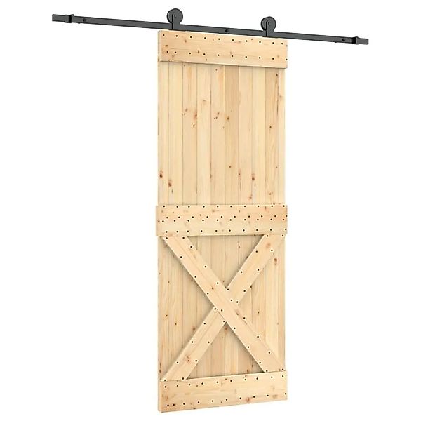 vidaXL Schiebetür mit Beschlag 80x210 cm Massivholz Kiefer 3203077 günstig online kaufen