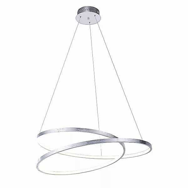 home24 Paul Neuhaus LED-Pendelleuchte Roman Circle Stahl Silber Glamour Dim günstig online kaufen