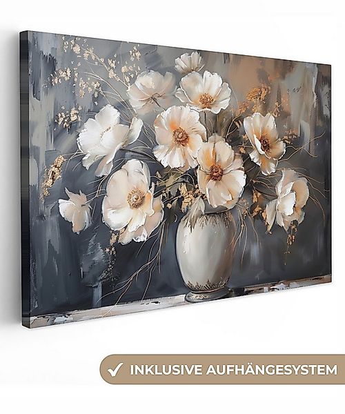 OneMillionCanvasses® Leinwandbild Blumen - Weiß - Vase - Modern, Fotodruck günstig online kaufen