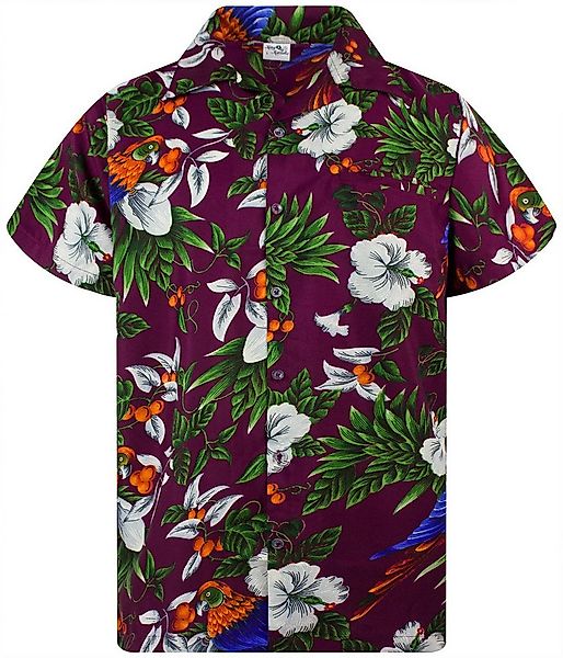 King Kameha Hawaiihemd Cherry Parrot Funky Hawaii-Hemd Herren Kurzarm Front günstig online kaufen