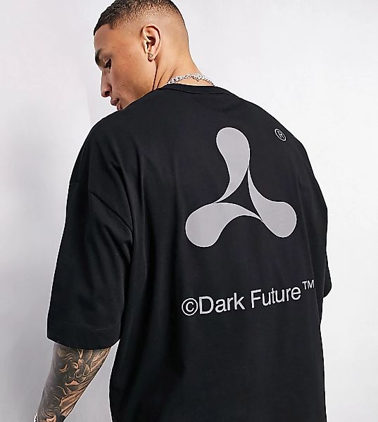 ASOS – Dark Future x Cream – Oversize-T-Shirt in Schwarz mit reflektierende günstig online kaufen