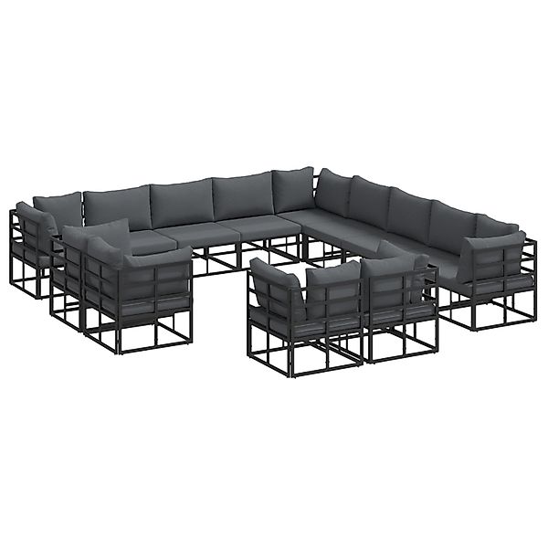 vidaXL Garten-Sofa-Set mit Kissen 13-Tlg Schwarz Aluminium 3378936 günstig online kaufen