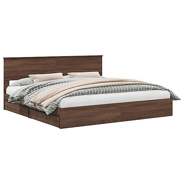 vidaXL Stauraumbett Braun Eichen-Optik 200 x 200 cm Holzwerkstoff 3410769 günstig online kaufen