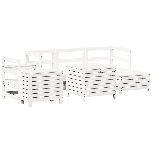 vidaXL 7-Tlg Garten-Sofagarnitur Weiß Massivholz Kiefer 3250529 günstig online kaufen