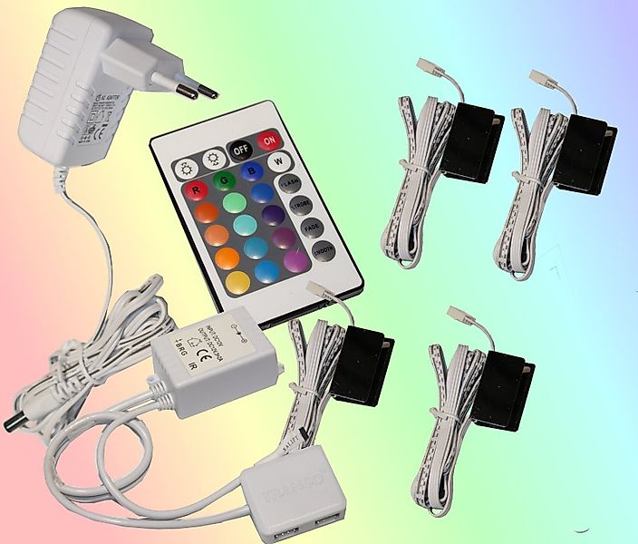 TRANGO LED Glaskantenbeleuchtung, 4er Set RGB günstig online kaufen
