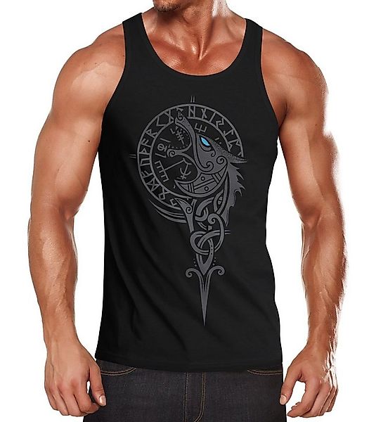 Neverless Tanktop Herren Tank-Top Wikinger Kompass Fenriswolf Fenrir Vegvis günstig online kaufen
